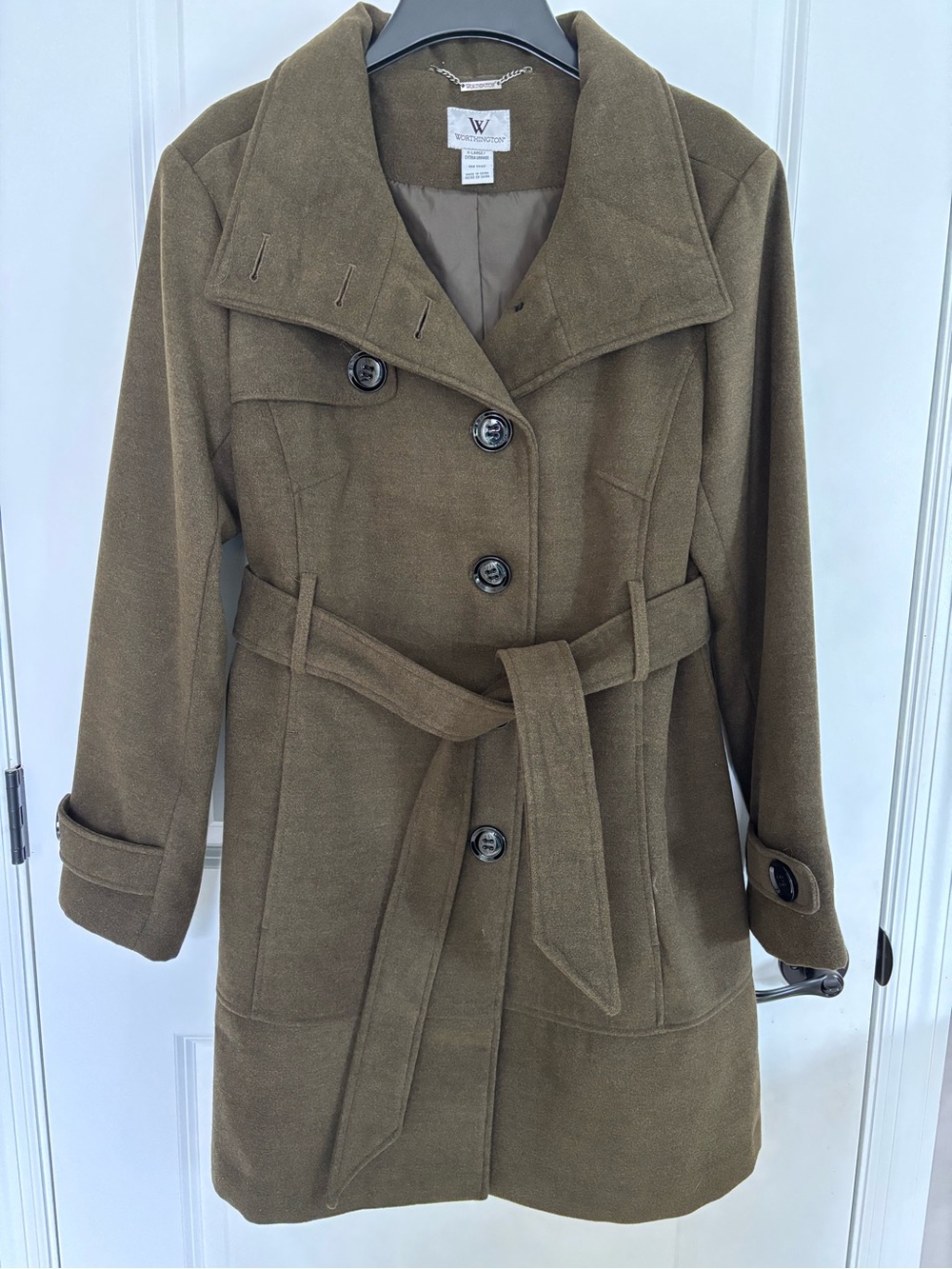 NWOT Worthington XL Olive Green Belted Fall/Winter Trench Coat - Never Worn